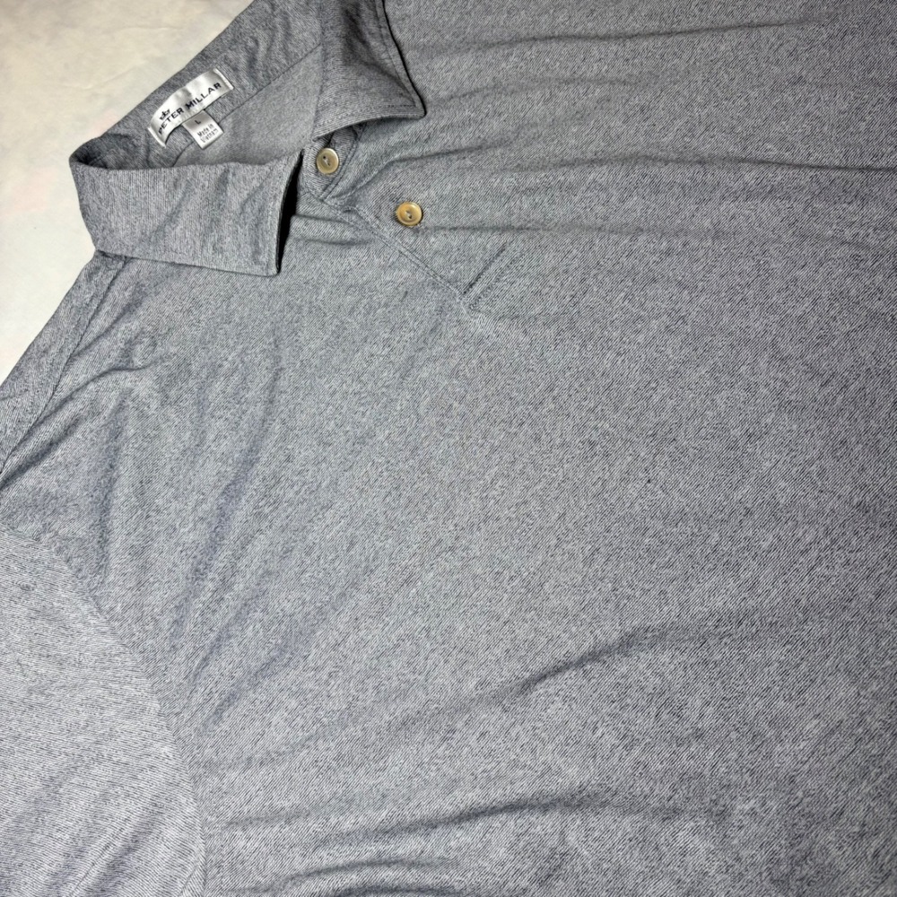 Peter Millar Mens Grey Heather Short Sleeve Performance Polo Shirt Large